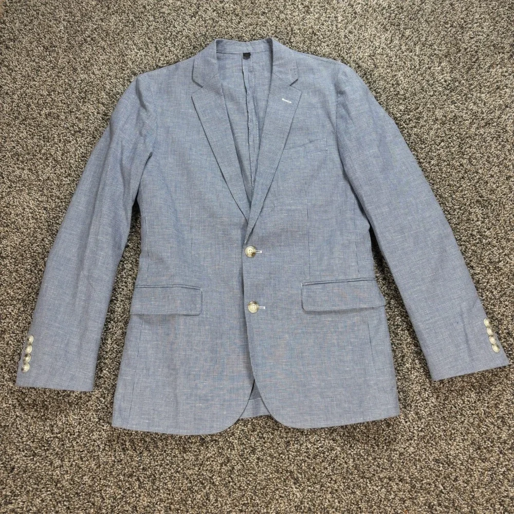 J.Crew Ludlow Blazer Men's 36R Blue Cotton Linen Somelos Portugal Sport Coat